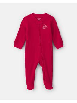 Carter's - Red Solid Cotton Romper