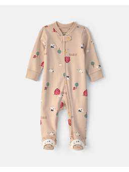 Carter's - Beige Printed Pure Cotton Romper
