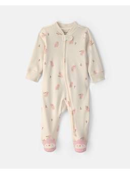 Carter's - Cream Printed Pure Cotton Romper