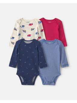 Carter's - Multi-Color Printed Pure Cotton Rompers (Pack of 4)