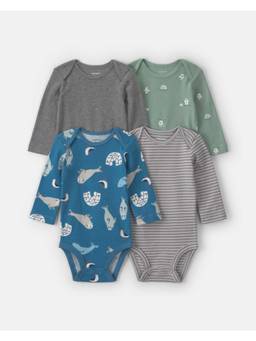 Carter's - Multi-Color Printed Cotton Rompers (Pack of 4)