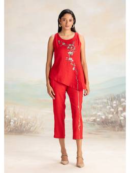 Kaveri - Red Vine Line Celine Co-ord Sets