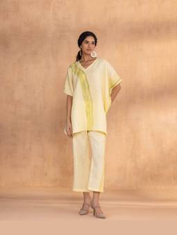 Kaveri - Yellow Brush Stroke Square Co-ord Sets