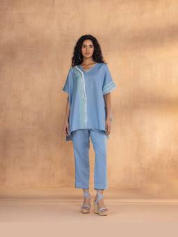 Kaveri - Blue Brush Stroke Square Co-ord Sets
