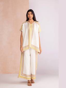 Kaveri - White Stripe Drama Square Co-ord Sets