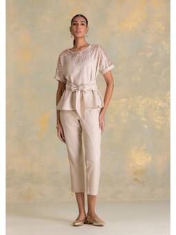 Kaveri - Beige Crystal Rain Tina Co-ord Sets
