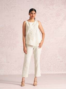 Kaveri - Off White Floral shadows Angle Co-ord Sets