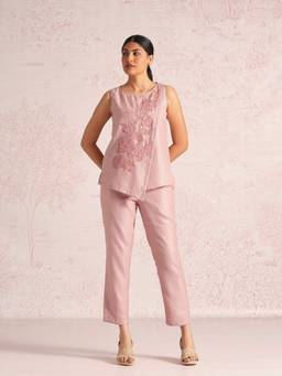 Kaveri - Pink Floral shadows Angle Co-ord Sets