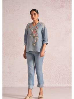 Kaveri - Blue Whimsical Garden Kismat Co-ord Sets