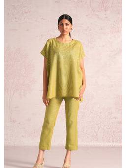 Kaveri - Olive Shimmer Strings Square Co-ord Sets