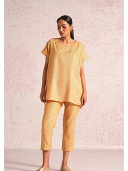 Kaveri - Yellow Shimmer Strings Square Co-ord Sets