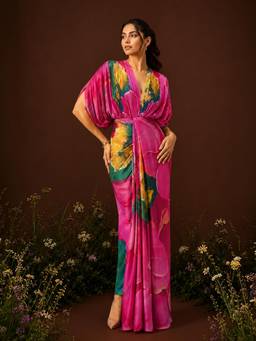 Poppi - Pink Caspia Draped Maxi Dress