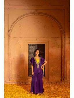 BAHAARA BY DIVYA NARULA - Deep Purple Short Co-Ord Set