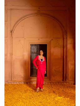 BAHAARA BY DIVYA NARULA - Fuchsia Drape Co-Ord Set