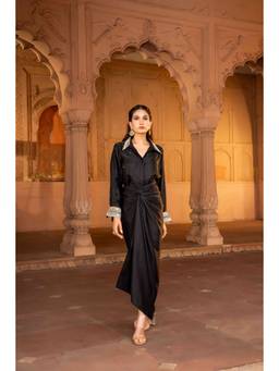 BAHAARA BY DIVYA NARULA - Black Drape Co-Ord Set
