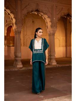 BAHAARA BY DIVYA NARULA - Deep Teal Short Co-Ord Set