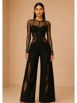 Future Cuts by Shreeya Singh - Black Mesh Co-Ord Set