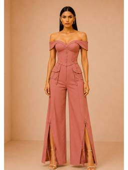 Future Cuts by Shreeya Singh - Dusty Rosewood Off-Shoulder Co-Ord Set