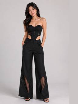 Future Cuts by Shreeya Singh - Black Strapless Cutout Waist Co-Ord Set