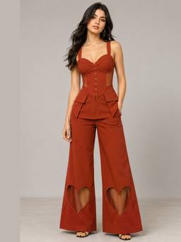 Future Cuts by Shreeya Singh - Rust Co-Ord Set