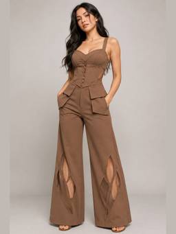 Future Cuts by Shreeya Singh - Mocha Brown Corset Co-Ord Set