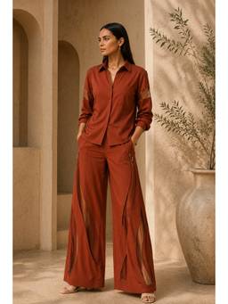 Future Cuts by Shreeya Singh - Rust Cotton Blend Co-Ord Set