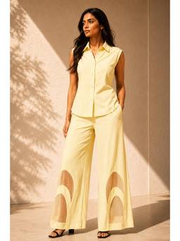 Future Cuts by Shreeya Singh - Butter Yellow Cotton Blend Co-Ord Set