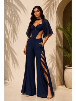 Future Cuts by Shreeya Singh - Navy Blue Premium Lycra Cut-Out Co-Ord Set