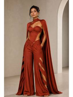 Future Cuts by Shreeya Singh - Rust Lycra Co-Ord Set