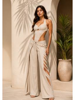 Future Cuts by Shreeya Singh - Ivory Halter Neck Co-Ord Set