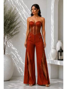 Future Cuts by Shreeya Singh - Wine Premium Lycra Corset Co-Ord Set