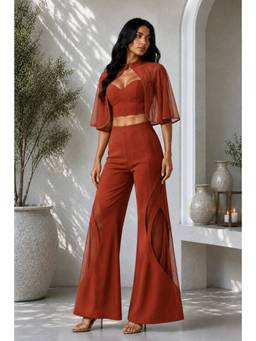 Future Cuts by Shreeya Singh - Rust Lycra Co-Ord Set