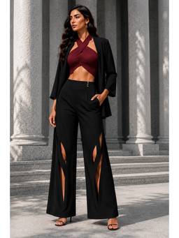 Future Cuts by Shreeya Singh - Black Premium Lycra Three-Piece Co-Ord Set