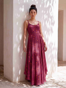 NAUTANKY INDIA - Red Love In The Grid Dress
