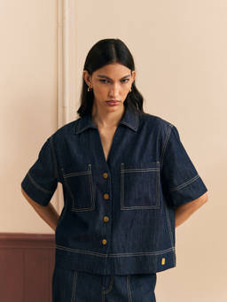Calling June - Navy Blue Iris Shirt