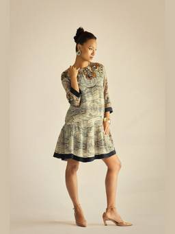 Neeti and Mudita - Multi-Color Koi Flared Dress