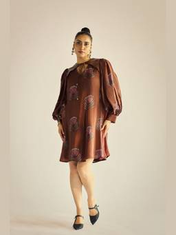 Neeti and Mudita - Brown Truffle Tie-Up Dress