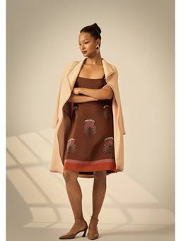 Neeti and Mudita - Brown Pearl Swirl Jacket with Dress
