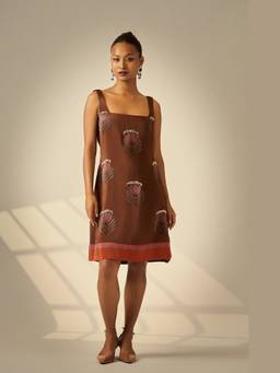 Neeti and Mudita - Brown Pearl Swirl Dress
