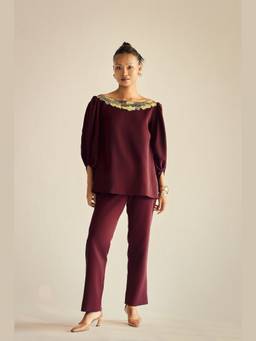 Neeti and Mudita - Wine Aura Co-Ord Set