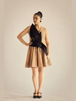 Neeti and Mudita - Tan Azure Bloom Dress