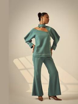 Neeti and Mudita - Teal Kyro Co-Ord Set