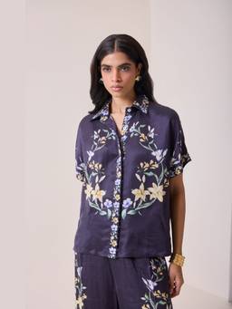 NeedleTen - Navy Blue Fleur Archive Shirt