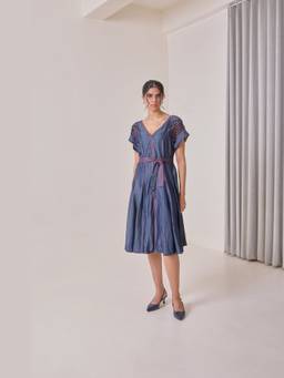 NeedleTen - Indigo Pop Denim Midi Dress