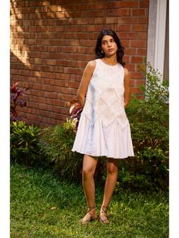 NeedleTen - Off White Lace Flare Shift Dress
