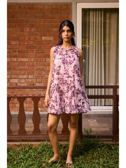 NeedleTen - Purple Plum Lace Short Dress