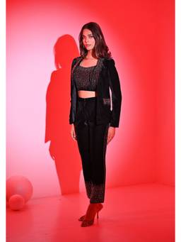 THE BLACK LOVER - Black Sylvie Blazer with Bustier Top and Pant