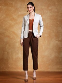 Jaipur Kurti - Brown Slub Cotton Solid Pant