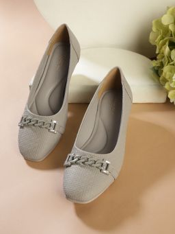 Truffle Collection - Grey Solid Wedge Ballerina Heels