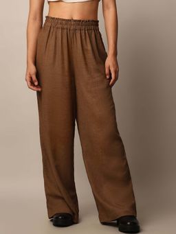 ONLY - Brown Linen Pull-On Pants